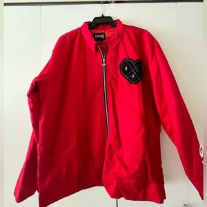 OFFLINE Red Zip-Up Jacket with Heart Patch